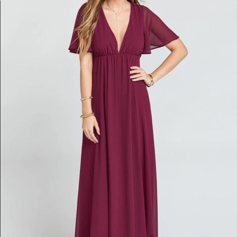 Show me your mumu Merlot Faye Flutter Maxi Dress S